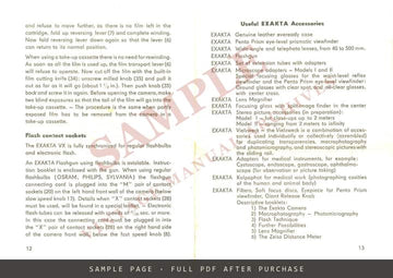 Exakta VX 35mm Miniature Camera – Instruction Booklet, English – sample page 4 (watermarked preview)