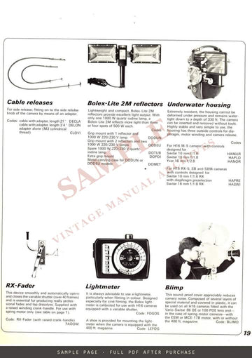 Bolex H16 Reflex Cameras and Lenses – Information Brochure, English – sample page 4 (watermarked preview)
