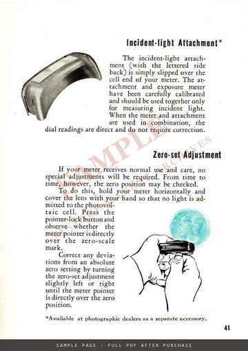 General Electric Type PR-1 Exposure Meter – How to Use Your Meter with a Memory, 1946 – sample page 4 (watermarked preview)