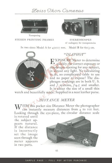Zeiss Ikon Cameras – Carl Zeiss, Inc. US Catalogue C-328, c. 1928 – sample page 4 (watermarked preview)