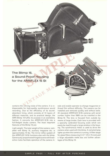 Arriflex 16 St – Mirror Reflex Motion Picture Camera for 16 mm Film: Brochure – sample page 4 (watermarked preview)