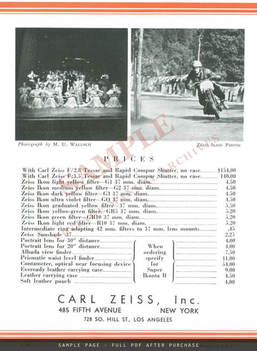 Zeiss Ikon Super Ikonta B 2¼ x 2¼ – Carl Zeiss, Inc. Leaflet CAM 69, 1937 – sample page 4 (watermarked preview)