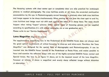 Exakta Varex – Macrophotography and Photomicrography Instructions, English – sample page 4 (watermarked preview)