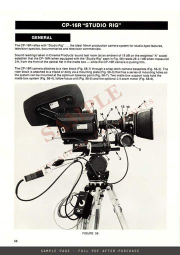 CP-16R Reflex 16mm Sound Camera System – Operation and Maintenance Manual, English – sample page 4 (watermarked preview)