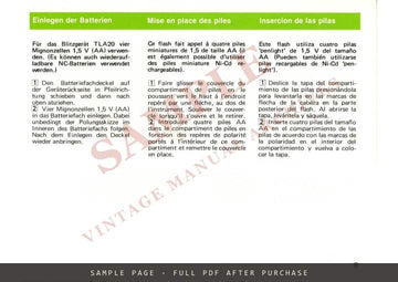 Contax TLA20 Auto Flash Unit – Instruction Booklet, Multilingual – sample page 4 (watermarked preview)