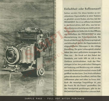 Voigtländer Prominent – German Brochure with Photo-Porst Dealer Imprint – sample page 4 (watermarked preview)