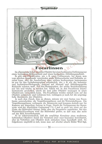 Voigtländer Objektive – German Lens Catalogue (Katalog), c. 1927 – sample page 4 (watermarked preview)
