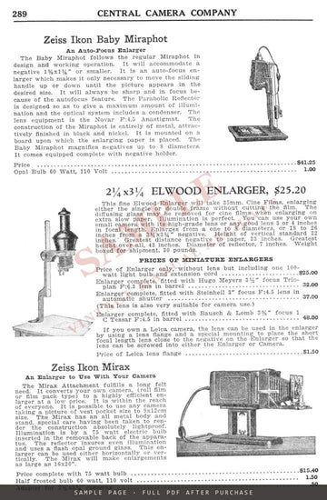 Central Camera Co. Catalogue No. 43, 1933–1934 – Zeiss Ikon, Zeiss & Voigtländer Pages – sample page 4 (watermarked preview)