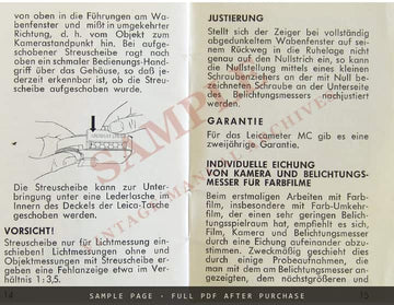 Leicameter MC – Gebrauchsanweisung, Metrawatt AG Nürnberg, German, 1957 – sample page 4 (watermarked preview)