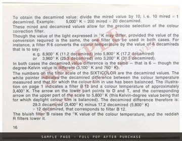 Gossen Sixticolor Colour Temperature Meter – Instructions, English – sample page 4 (watermarked preview)
