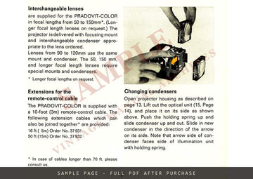 Leitz Pradovit-Color Slide Projector – Instructions, English – sample page 4