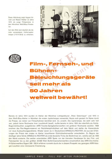 ARRI Beleuchtungsgeräte (Halogen & Metallhalogen) – German Lighting Brochure – sample page 4 (watermarked preview)
