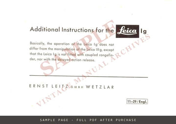 Leica Ig – Additional Instructions, Ernst Leitz Leaflet with Brilliant Finder Note – sample page 4 (watermarked preview)