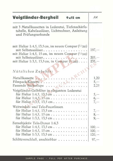 Voigtländer Jubiläums-Kameras für Platten – "175 Jahre Voigtländer" German Catalogue, May 1931 – sample page 4 (watermarked preview)