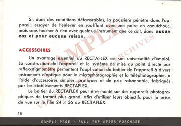 Rectaflex – Instructions d'emploi, French Owner's Manual – sample page 4 (watermarked preview)