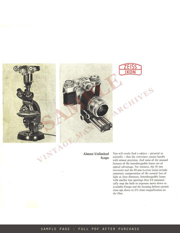 Zeiss Ikon Contarex – "All About Contarex" English Brochure – sample page 4